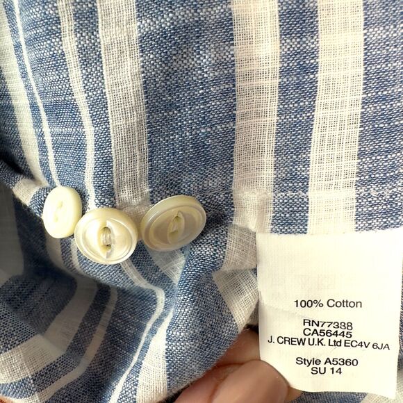 J.Crew Boy Button-Up Top Womens M Cotton Striped Long Sleeves‎ Collared - Picture 8 of 9